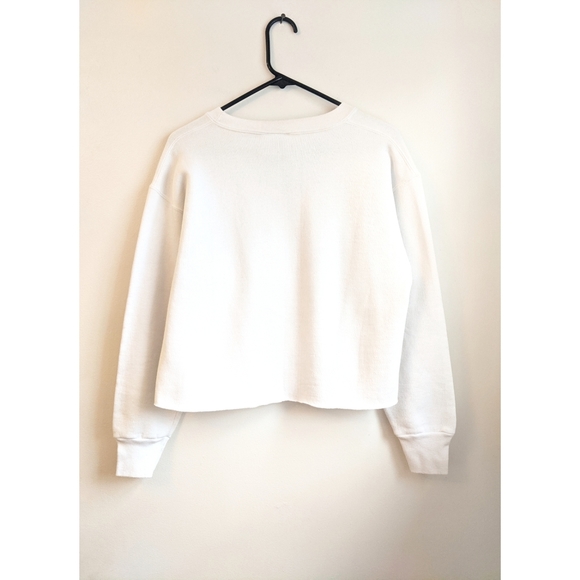 Vtg 80s White Grunge Cropped Oversized Sweatshirt - Picture 2 of 13